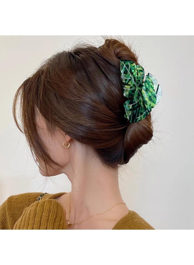 ChicAbode Green Leaf Shape Hairpin, Creative Fresh Hairpin, Hair Grasping Clip, Lady Girl Hair Accessories, Powerful Setting, Non Slip, Suitable for Thick and Sparse Hair, 3.5 Inches 3.5 Inches - Image 5